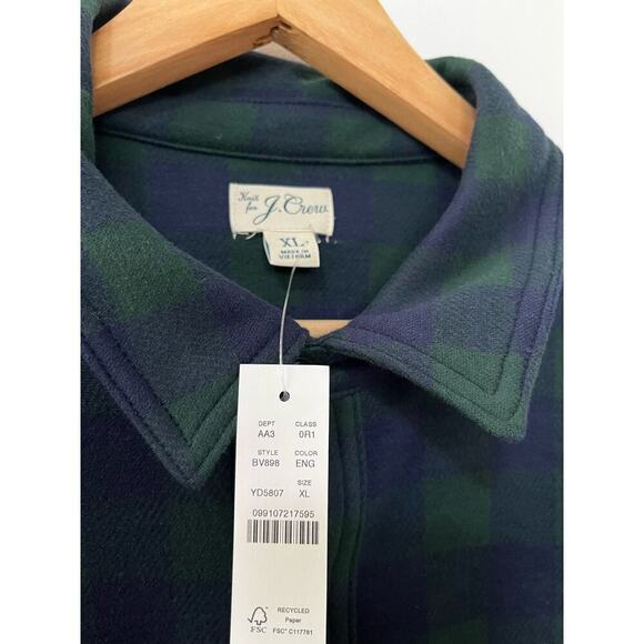 J Crew Seaboard Soft Knit Shirt Size XL Navy Plaid Cabincore Lumberjack Men’s - Picture 6 of 8